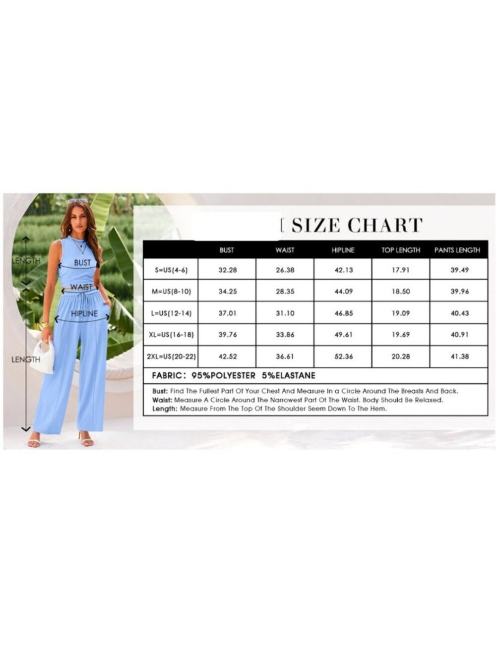 Women's Summer 2 Piece Outfits Crew Neck Cropped Top Wide Leg Pants Loun… - Picture 7 of 7